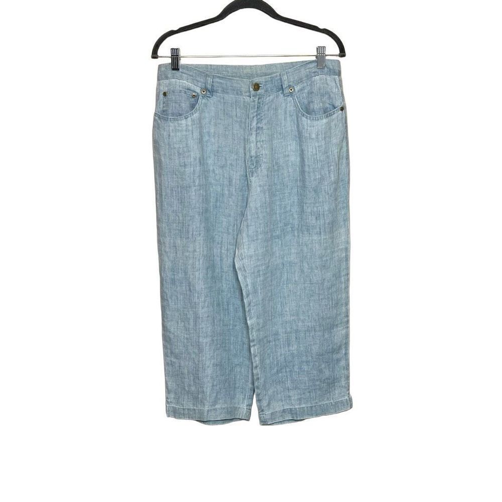 Jones New York sport vintage light blue linen capri pants size 12 petite